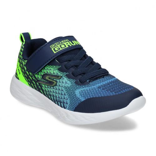 Modré dětské tenisky se zelenými prvky a suchým zipem