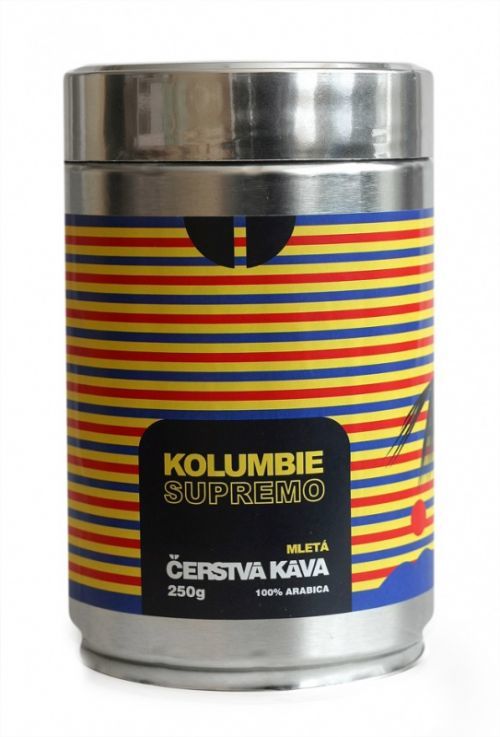 Káva Kolumbie Supremo - mletá plechová dóza 250g Čerstvá Káva