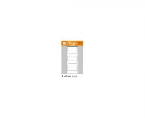 Tabelační etikety s vodící drážkou jednořadé - 100 x 36,1 mm jednořadé 4000 etiket / 500 skladů