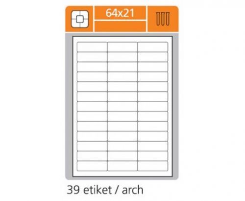 Print etikety A4 pro laserový a inkoustový tisk - 64 x 21 mm (39 etiket / arch)