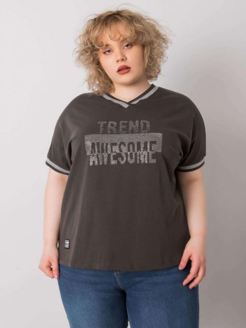 KHAKI DÁMSKÉ TRIČKO S KAMÍNKY RV-BZ-6496.32P-KHAKI Velikost: ONE SIZE