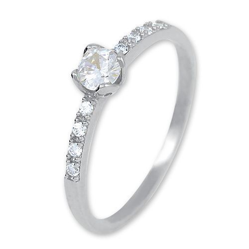Brilio Něžný prsten z bílého zlata s krystaly 229 001 00858 07 50 mm