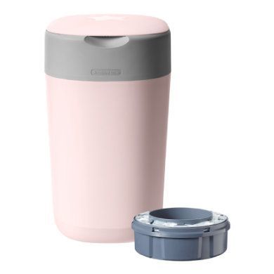 Tommee Tippee Twist & Click Advanced kbelík na pleny, včetně kazety s antibakteriální fólií z udržitelných zdrojů Green v růžové barvě.