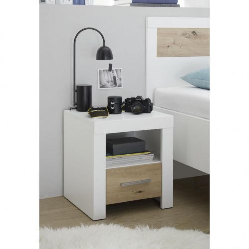 Xora NOČNÍ STOLEK, bílá, barvy dubu, 42/64/40 cm - bílá, barvy dubu