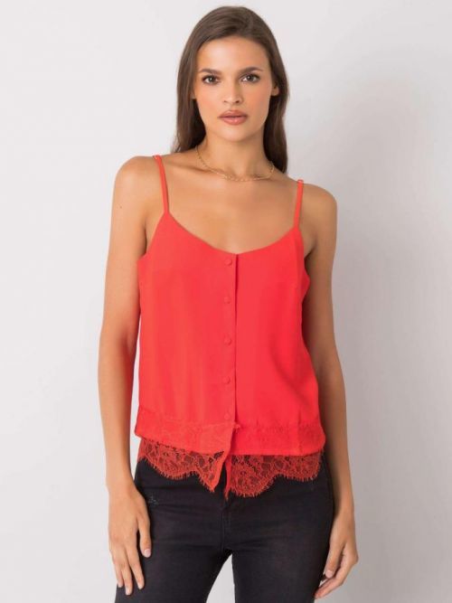 ČERVENÝ DÁMSKÝ NÁTĚLNÍK S KNOFLÍKY A S KRAJKOU AI-TP-6015.12P-RED Velikost: S