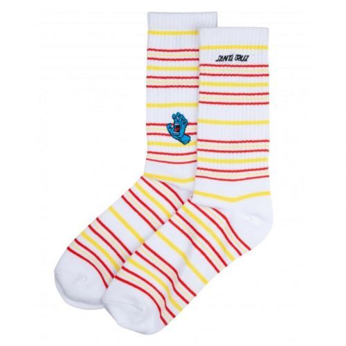 ponožky SANTA CRUZ - Screaming Mini Hand Stripe Sck White Stripe (WHITE STRIPE)