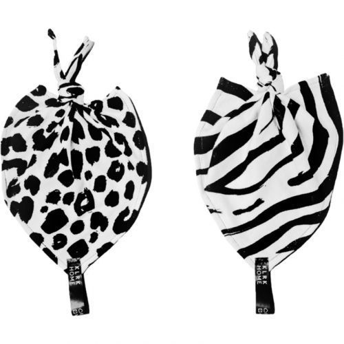 KLRK Home Wild B&W Leopard&Zebra mazlicí dečka s uzlem 26x26 cm 2 ks