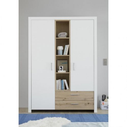 Xora SKŘÍŇ S OTOČNÝMI DVEŘMI, bílá, barvy dubu, 143/200/55 cm - bílá, barvy dubu