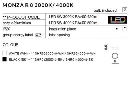 AZZARDO LED Stropní a nástěnné svítidlo Monza R 8 white 3000 K AZ2253 5 W bílé