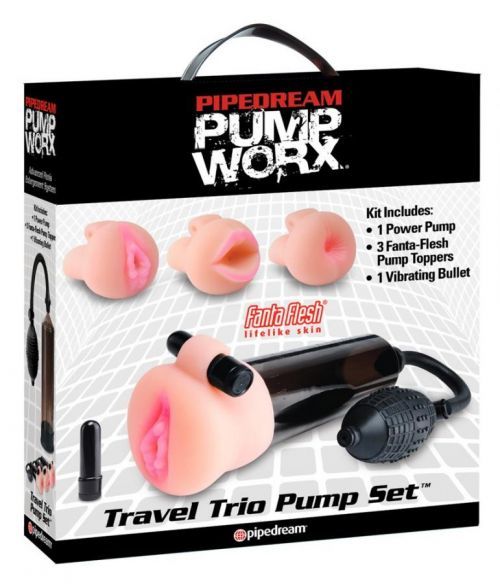 Pipedream Travel Trio - Vibrating Penis Pump Set (Black-Natural)