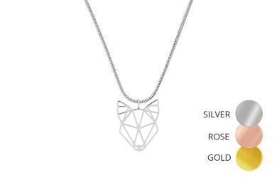 Wolf Steel Pendant Rose Wolf Pendant