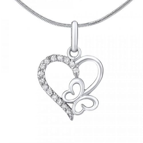 Stříbrný přívěsek srdce s motýlkem - ZT54279