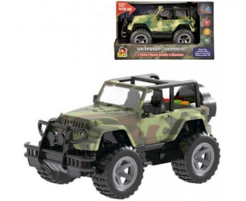 Jeep vojenské army auto na setrvačník 23cm na baterie Zvuk CZ plast