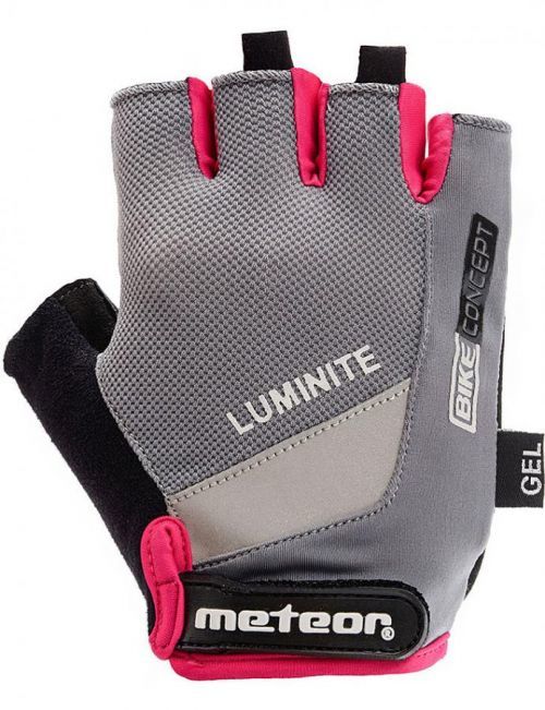 Cyklistické rukavice Meteor Gel GX34 šedo-růžové