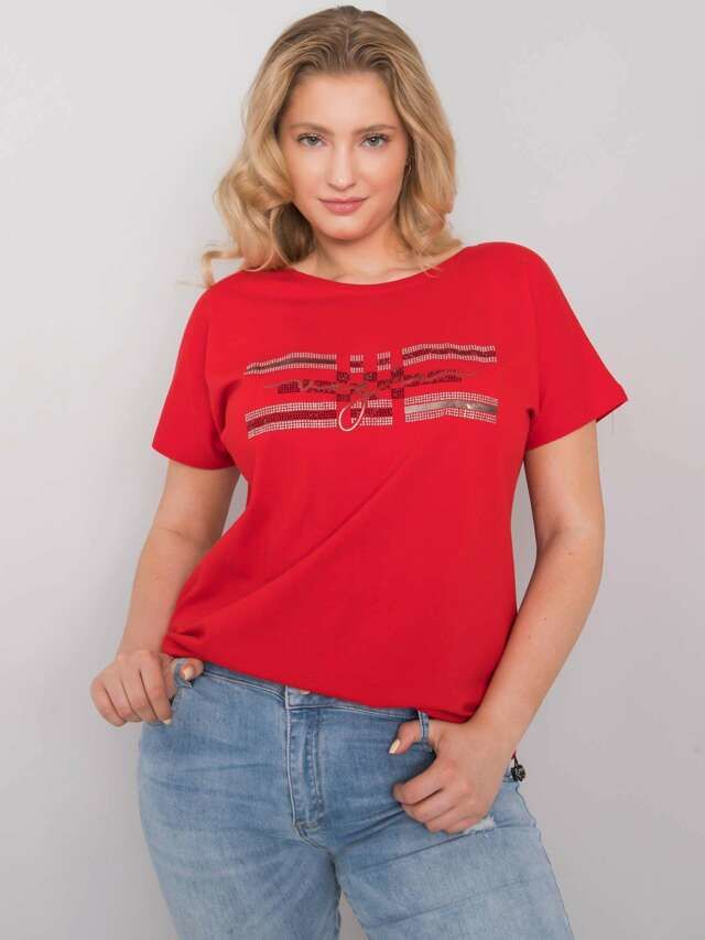 Červené dámské tričko Plus Size - jedna velikost
