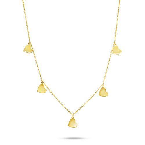 Brilio Něžný náhrdelník ze žlutého zlata se srdíčky NCL