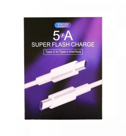 Datový kabel Super Flash Charge USB-C - USB-C 1 m bílý 5A 60159