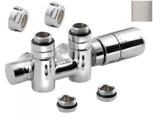 SAPHO TWIN COMBI připojovací sada ventilů termostatická pro středové připojení, pravý, br. nerez CP5510S