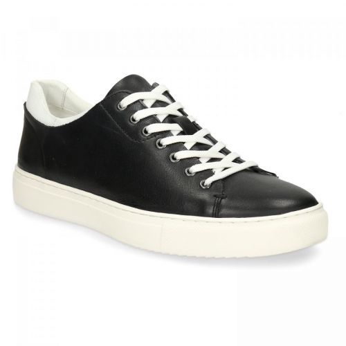 Černé pánské kožené tenisky s vyvýšeným střihem