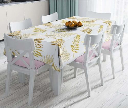 Ubrus s příměsí bavlny Minimalist Cushion Covers Gold Leaf, 140 x 180 cm