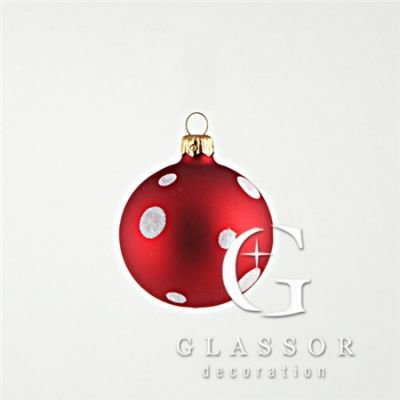 Vánoční koule červená s tečkami Φ 6 cm