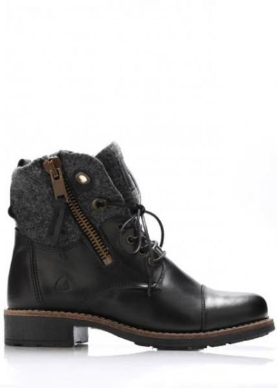 Černé kožené boty s kožíškem Online Shoes - 37