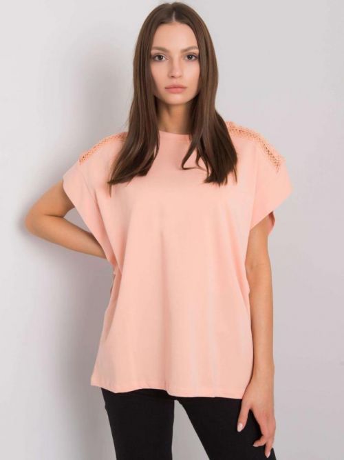 BROSKVOVÉ DÁMSKÉ OVERSIZE TRIČKO -FA-BZ-6988.31P-PINK Velikost: ONE SIZE