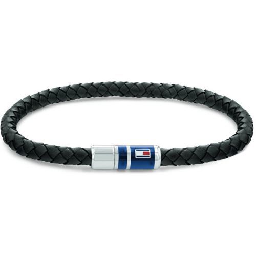Tommy Hilfiger Černý kožený náramek s ocelovým zapínáním 2790293