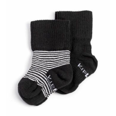 KipKep Ponožky Stay-On 2-Pack Black -n- White Striped