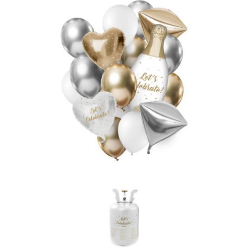 HELIUM  do balonků  + balónky Let's Celebrate 19 ks - AKCE
