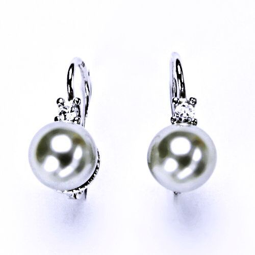 ČIŠTÍN s.r.o stříbrné šperky, náušnice na patent s umělou stříbrnou perlou, šperky NK 1207 šedá C 8379