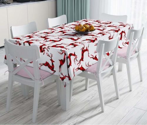 Vánoční ubrus s příměsí bavlny Minimalist Cushion Covers Christmas Tartan, 140 x 180 cm 