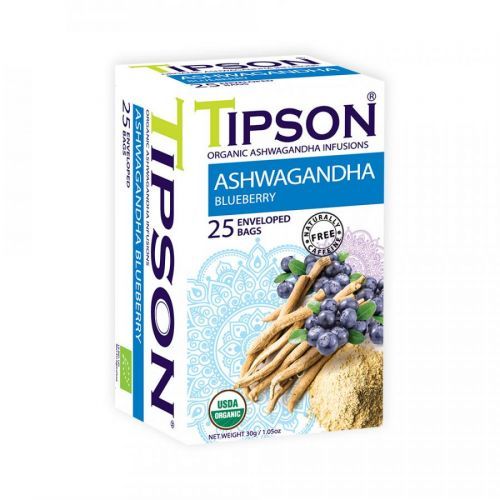 TIPSON Ashwagandha blueberry bylinný čaj 25 sáčků BIO
