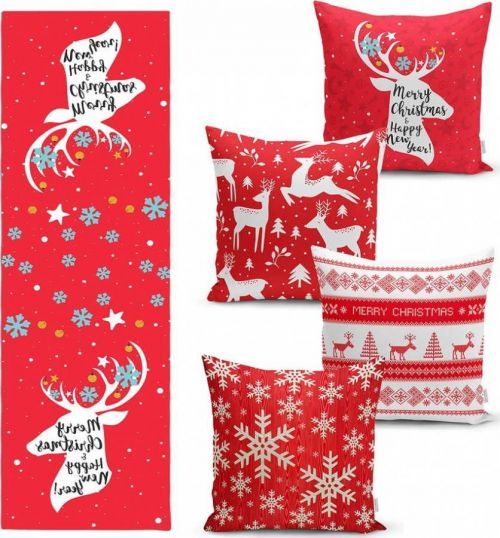 Sada 4 vánočních povlaků na polštář a běhounu na stůl Minimalist Cushion Covers Joy