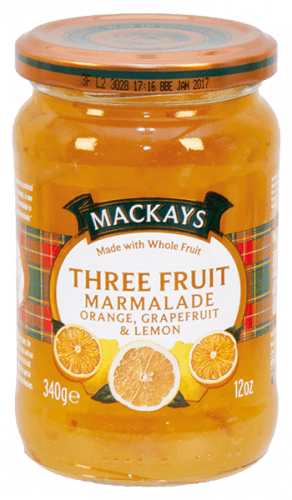 Three Fruit Marmalade - Pomerančová zavařenina s grapefruitem a citrónem 340g Mackays