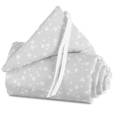 babybay Nest Piqué Boxspring XXL perleťově šedé hvězdy bílé