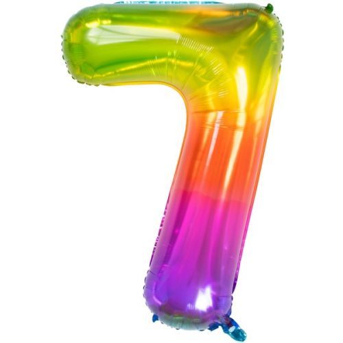 BALÓNEK fóliový číslo 7 Yummy Gummy Rainbow 86cm