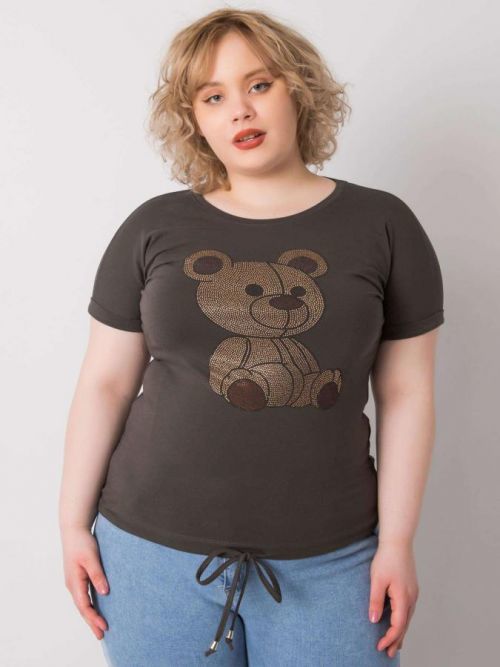 KHAKI DÁMSKÉ TRIČKO S MEDVÍDKEM RV-BZ-6428.47-KHAKI Velikost: ONE SIZE