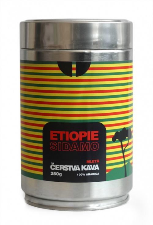 Káva Etiopie Sidamo - mletá plechová dóza 250g Čerstvá Káva