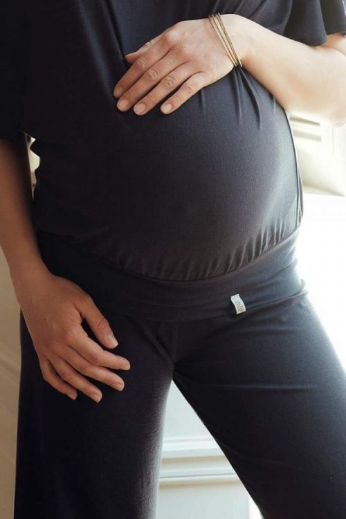 Tmavě modré těhotenské tříčtvrteční kalhoty na doma Origin