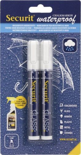 Křídový popisovač Securit SMA610 voděodolný šířka hrotu 2-6mm, White, 2ks