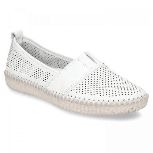 Bílá dámská kožená slip-on obuv s perforací