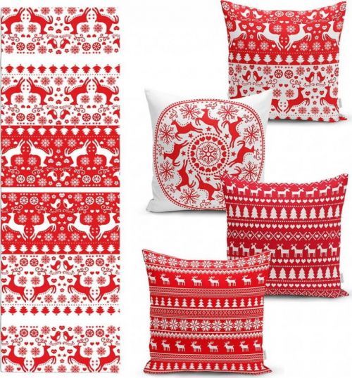 Sada 4 vánočních povlaků na polštář a běhounu na stůl Minimalist Cushion Covers Christmas