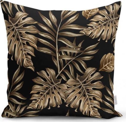 Povlak na polštář Minimalist Cushion Covers Golden Leafes With Black BG, 45 x 45 cm
