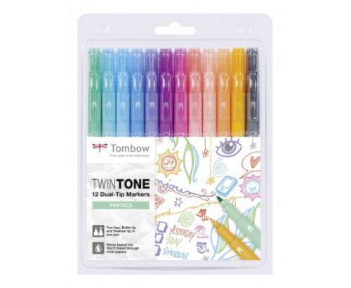 Tombow WS-PK-12P-2 TwinTone popisovače 12 ks Pastel