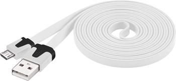 PremiumCord USB kabel micro USB, A-B, 2m, plochý textilní kabel černo-modrý