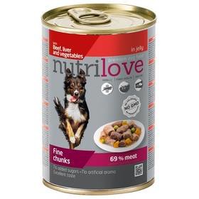 Nutrilove Dog chunks Beef, liver, vegetables jelly 415g