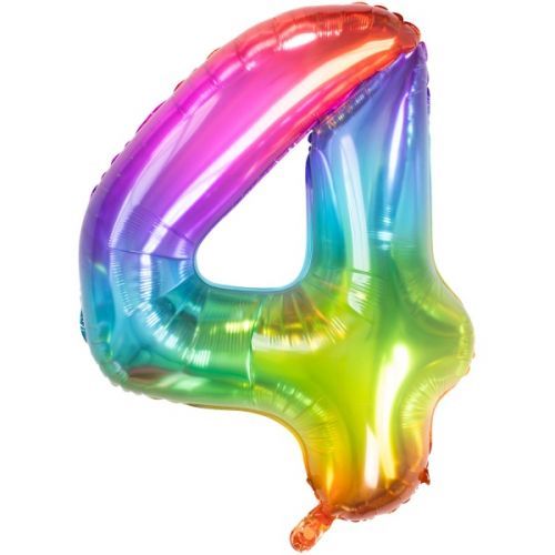 BALÓNEK fóliový číslo 4 Yummy Gummy Rainbow 86cm