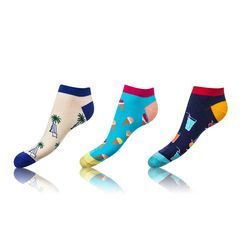Zábavné nízké crazy ponožky unisex v setu 3 páry CRAZY IN-SHOE SOCKS 3x - BELLINDA - modrá - 35 - 38