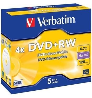 DVD+RW Verbatim 4,7GB 4x jewelbox, 5ks/pack